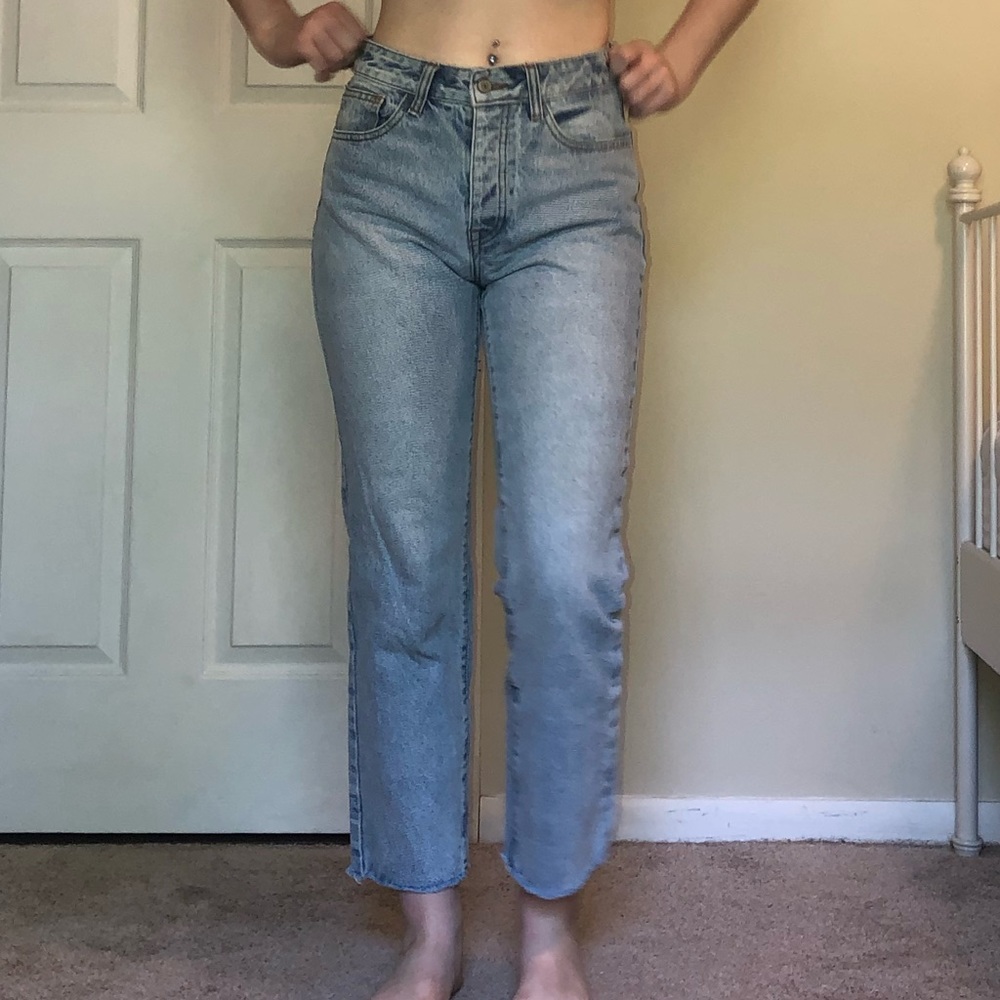 Brandy Melville High Rise Straight Leg Jeans.